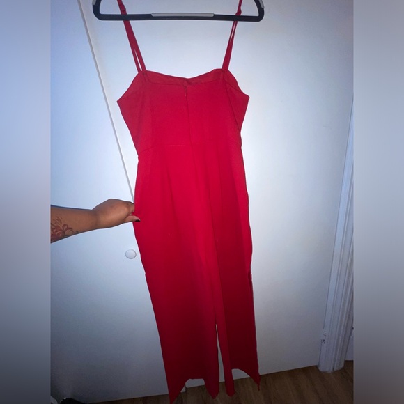Red Slit Jumpsuit - Picture 4 of 13